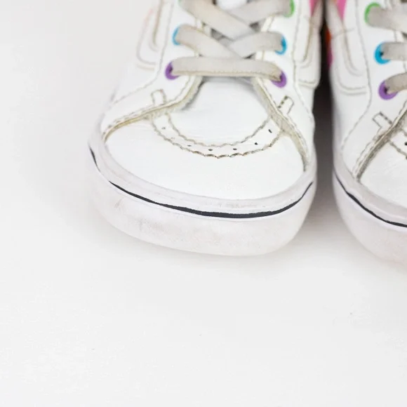 Vans x Flour Shop Rainbow High Tops Toddler Size 8 White Rainbow - Picture 8 of 13